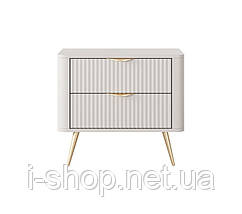Тумба приліжкова Perfect Home Ланте / Lante з 2 шухлядами і золотими ніжками 2S Беж (PFH-091123), фото 4