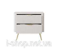 Тумба приліжкова Perfect Home Ланте / Lante з 2 шухлядами і золотими ніжками 2S Беж (PFH-091123), фото 5