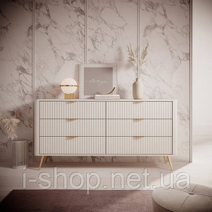 Комод Perfect Home Ланте / Lante з 6 шухлядами і золотими ніжками 6S/163 Беж (PFH-091105), фото 1