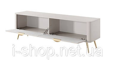 Тумба під телевізор Perfect Home Ланте / Lante 2-дверна з золотими ніжками 2D/163 Беж (PFH-091118), фото 2