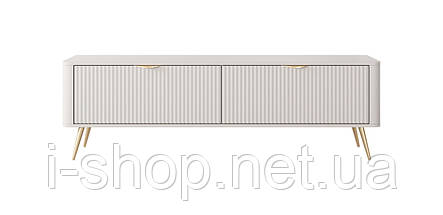 Тумба під телевізор Perfect Home Ланте / Lante 2-дверна з золотими ніжками 2D/163 Беж (PFH-091118), фото 5