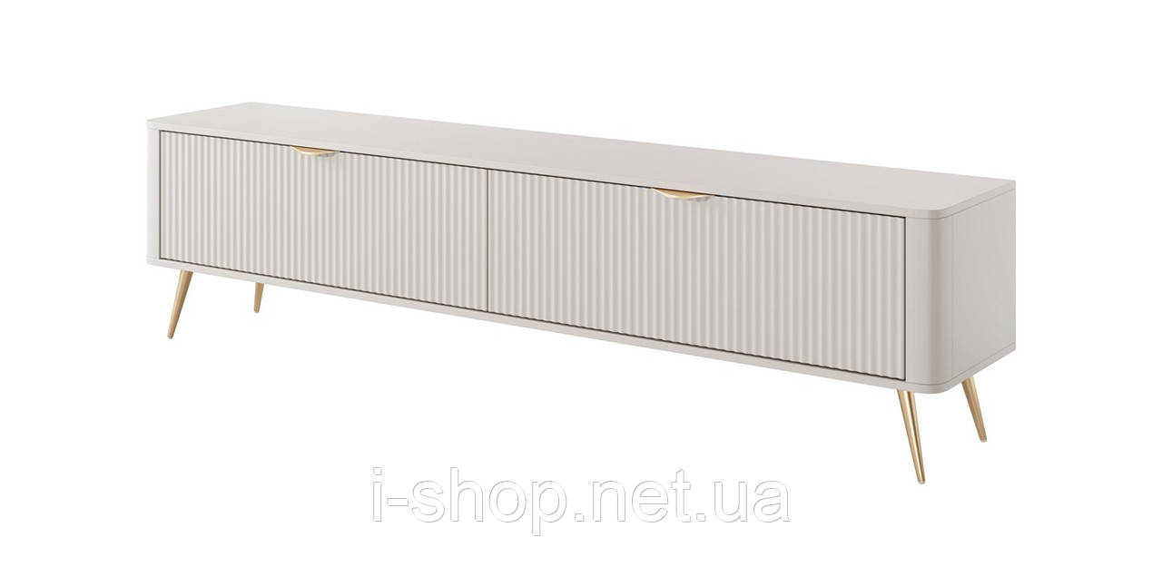 Тумба під телевізор Perfect Home Ланте / Lante 2-дверна з золотими ніжками 2D/200 Беж (PFH-091120)
