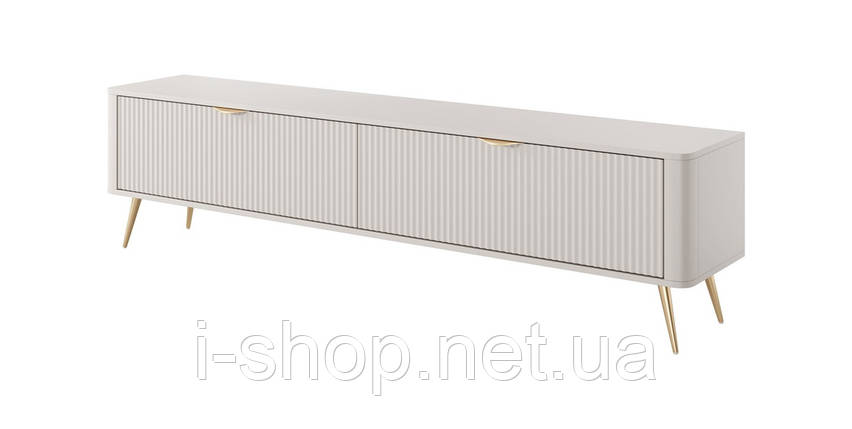 Тумба під телевізор Perfect Home Ланте / Lante 2-дверна з золотими ніжками 2D/200 Беж (PFH-091120), фото 1