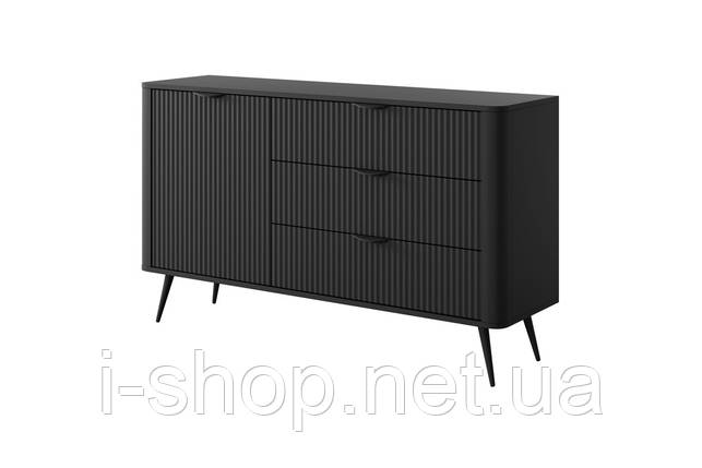 Комод Perfect Home Ланте / Lante 1-дверний з 3 шухлядами і чорними ніжками 1D3S/138 Чорний (PFH-091117), фото 1