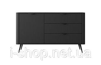 Комод Perfect Home Ланте / Lante 1-дверний з 3 шухлядами і чорними ніжками 1D3S/138 Чорний (PFH-091117), фото 5