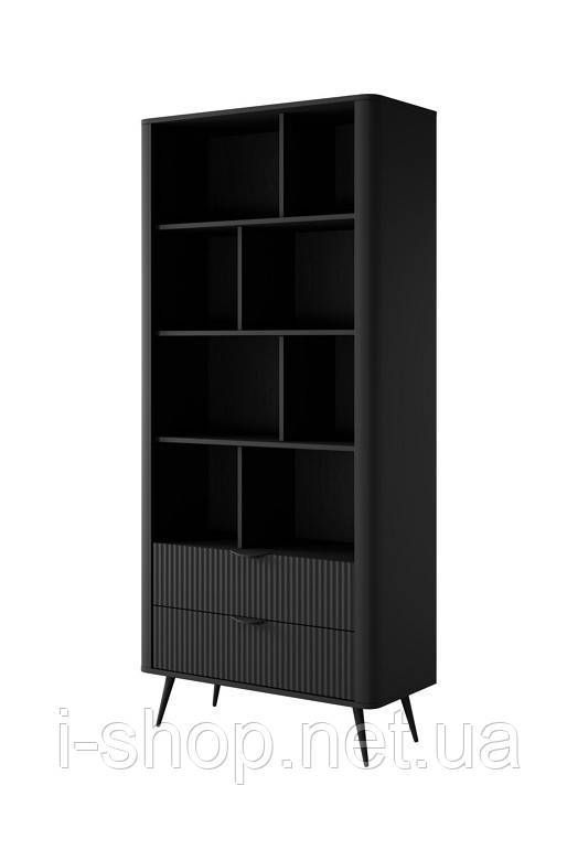 Стелаж Perfect Home Ланте / Lante 2S з 2 шухлядами і чорними ніжками Чорний (PFH-091104)