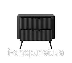 Тумба приліжкова Perfect Home Ланте / Lante з 2 шухлядами і чорними ніжками 2S Чорний (PFH-091121), фото 5