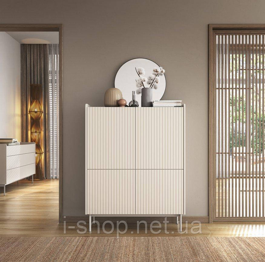 Комод високий Perfect Home Левел / Level 4-дверний 4D/103 Беж/дуб сканді (PFH-091157)