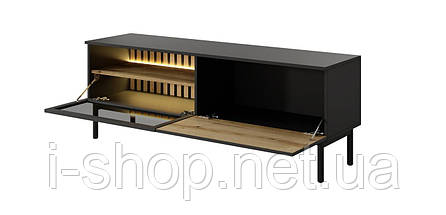 Тумба під телевізор з підсвіткою Perfect Home Ланг / Lang 2-дверна 2D/150 Чорний/дуб евок (PFH-091144), фото 2