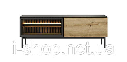 Тумба під телевізор з підсвіткою Perfect Home Ланг / Lang 2-дверна 2D/150 Чорний/дуб евок (PFH-091144), фото 3