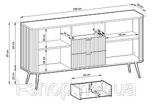 Комод Perfect Home Зова / Zova 2-дверний з 3 шухлядами і чорними ніжками KSZ168 Білий (PFH-091279), фото 3