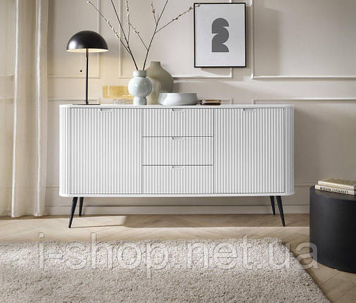 Комод Perfect Home Зова / Zova 2-дверний з 3 шухлядами і чорними ніжками KSZ168 Білий (PFH-091279), фото 1