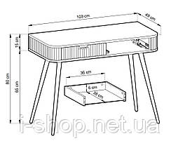 Стіл туалетний Perfect Home Зова / Zova з 2 шухлядами та чорними ніжками T103 Кашемір (PFH-091300), фото 3