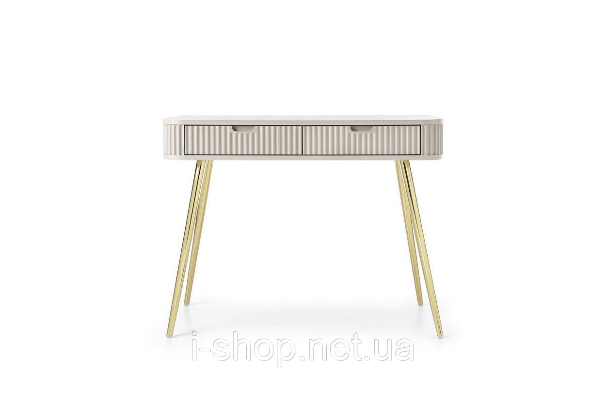 Стіл туалетний Perfect Home Зова / Zova з 2 шухлядами та золотими ніжками T103 Кашемір (PFH-091301)