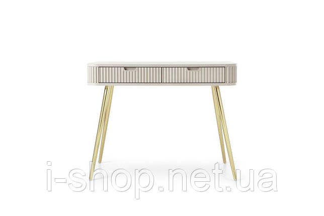 Стіл туалетний Perfect Home Зова / Zova з 2 шухлядами та золотими ніжками T103 Кашемір (PFH-091301), фото 1