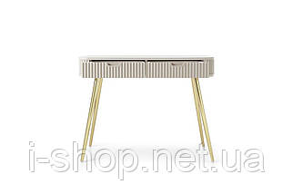 Стіл туалетний Perfect Home Зова / Zova з 2 шухлядами та золотими ніжками T103 Кашемір (PFH-091301), фото 2