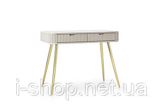 Стіл туалетний Perfect Home Зова / Zova з 2 шухлядами та золотими ніжками T103 Кашемір (PFH-091301), фото 4