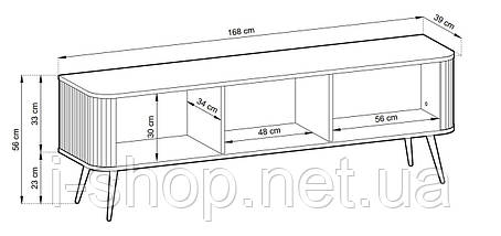 Тумба під телевізор Perfect Home Зова / Zova 3-дверна з золотими ніжками RTV168 Білий (PFH-091273), фото 3