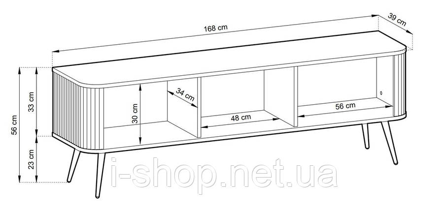 Тумба під телевізор Perfect Home Нова / Nova 2-дверна з 1 шухлядою і золотими ніжками RTV154 Чорний (PFH-091221), фото 2