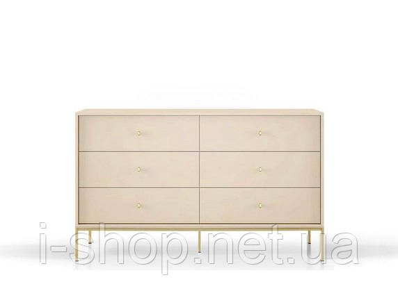 Комод Perfect Home Моно / Mono з 6 шухлядами і золотими ніжками MKS154 Беж пісочний (PFH-091209), фото 1