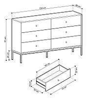 Комод Perfect Home Моно / Mono з 6 шухлядами і золотими ніжками MKS154 Беж пісочний (PFH-091209), фото 2
