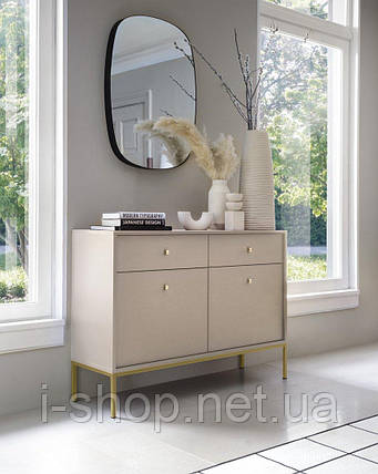 Комод Perfect Home Моно / Mono 2-дверний з 2 шухлядами і золотими ніжками MKSZ104 Беж пісочний (PFH-091205), фото 1