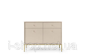 Комод Perfect Home Моно / Mono 2-дверний з 2 шухлядами і золотими ніжками MKSZ104 Беж пісочний (PFH-091205), фото 2