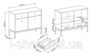 Комод Perfect Home Моно / Mono 2-дверний з 2 шухлядами і золотими ніжками MKSZ104 Беж пісочний (PFH-091205), фото 3