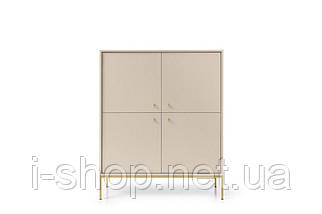 Комод високий Perfect Home Моно / Mono 4-дверний з золотими ніжками MK104 Беж пісочний (PFH-091203), фото 2
