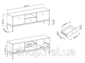 Тумба під телевізор Perfect Home Моно / Mono 2-дверна з 1 шухлядою та золотими ніжками MRTV154 Беж пісочний (PFH-091201), фото 3