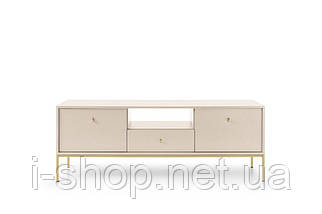 Тумба під телевізор Perfect Home Моно / Mono 2-дверна з 1 шухлядою та золотими ніжками MRTV154 Беж пісочний (PFH-091201), фото 4