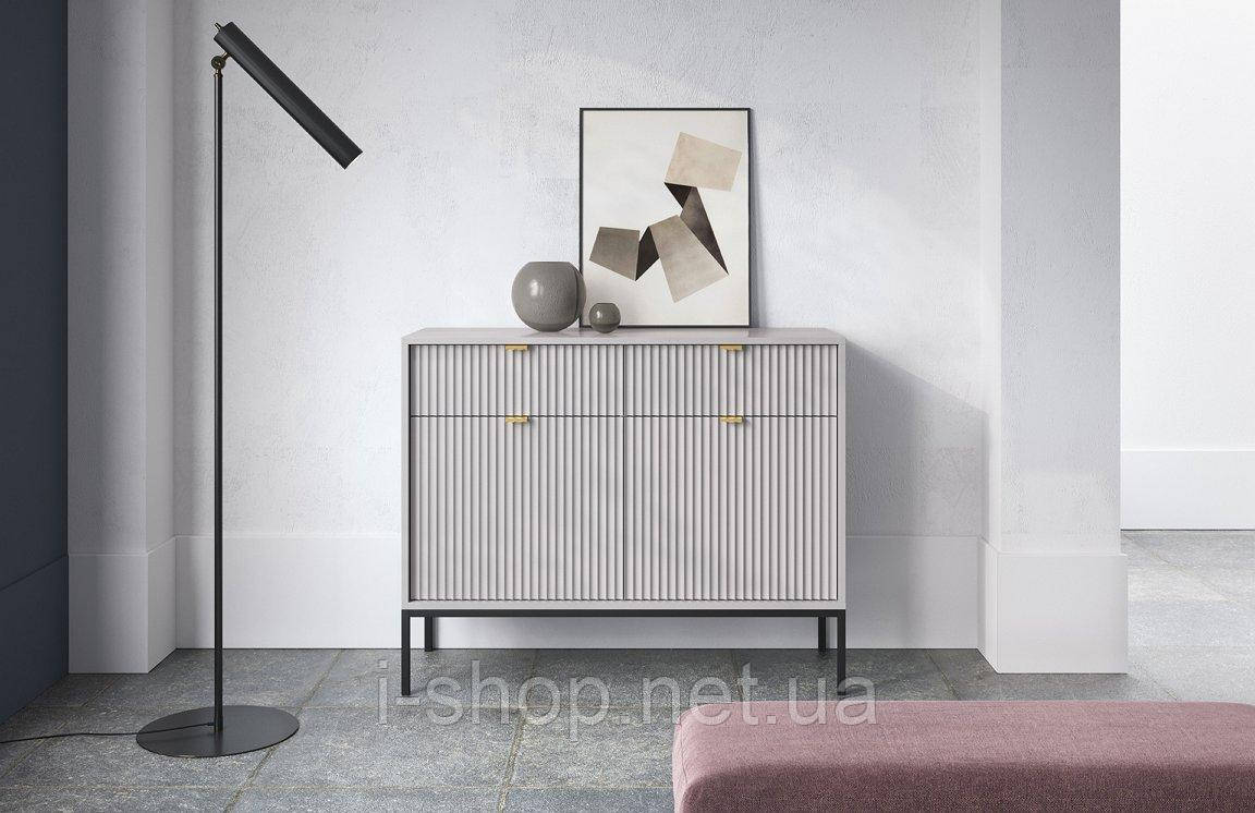 Комод Perfect Home Нова / Nova 2-дверний з 2 шухлядами і чорними ніжками KSZ104 Сірий (PFH-091218)