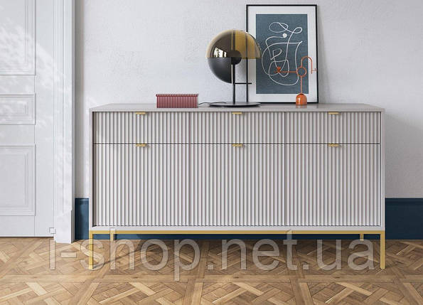 Комод Perfect Home Нова / Nova 3-дверний з 3 шухлядами і золотими ніжками KSZ154 Сірий (PFH-091243), фото 1