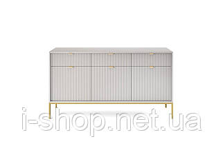 Комод Perfect Home Нова / Nova 3-дверний з 3 шухлядами і золотими ніжками KSZ154 Сірий (PFH-091243), фото 3