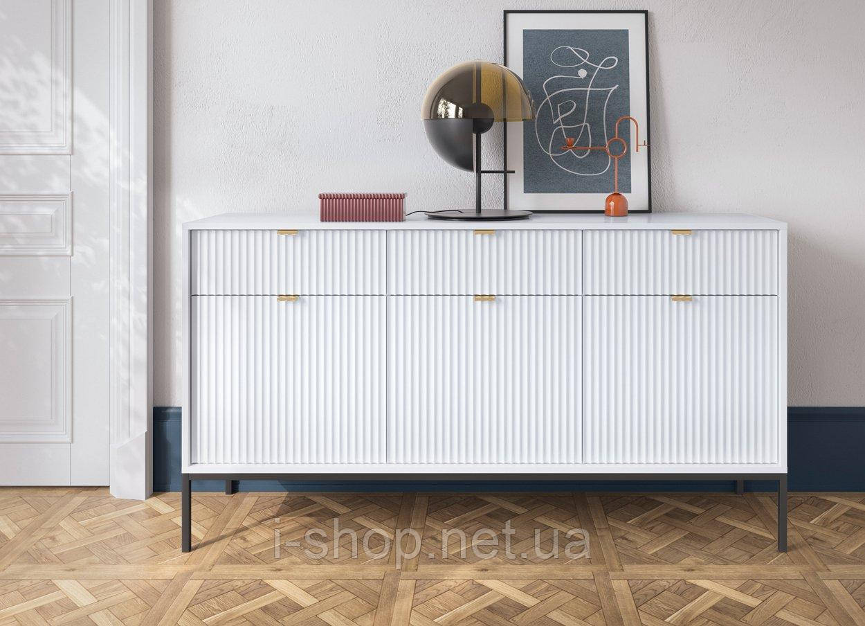 Комод Perfect Home Нова / Nova 3-дверний з 3 шухлядами і чорними ніжками KSZ154 Білий (PFH-091240)