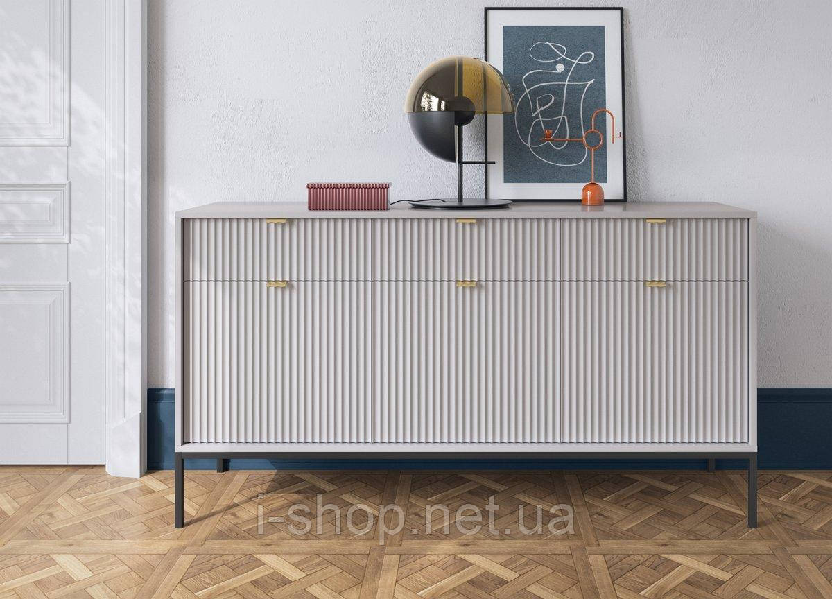 Комод Perfect Home Нова / Nova 3-дверний з 3 шухлядами і чорними ніжками KSZ154 Сірий (PFH-091242)