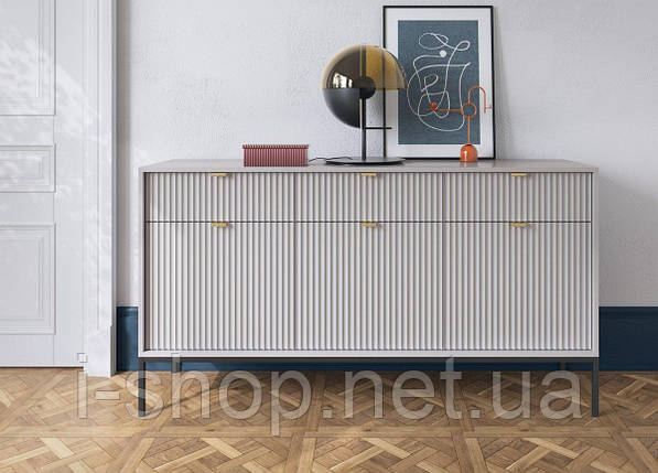 Комод Perfect Home Нова / Nova 3-дверний з 3 шухлядами і чорними ніжками KSZ154 Сірий (PFH-091242), фото 1