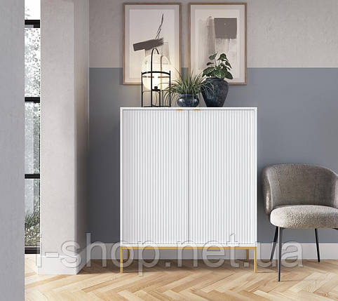Комод високий Perfect Home Нова / Nova 2-дверний з золотими ніжками K104 Білий (PFH-091233), фото 1