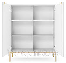 Комод високий Perfect Home Нова / Nova 2-дверний з золотими ніжками K104 Білий (PFH-091233), фото 2