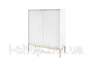 Комод високий Perfect Home Нова / Nova 2-дверний з золотими ніжками K104 Білий (PFH-091233), фото 5