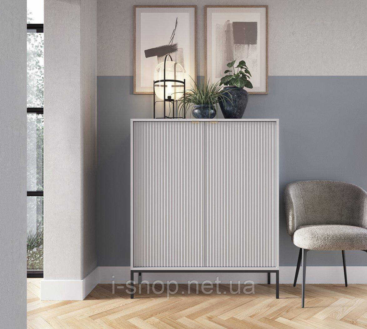 Комод високий Perfect Home Нова / Nova 2-дверний з чорними ніжками K104 Сірий (PFH-091234)