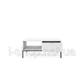 Стіл журнальний Perfect Home Нова / Nova з 2 шухлядами та чорними ніжками L104 Білий (PFH-091248), фото 2