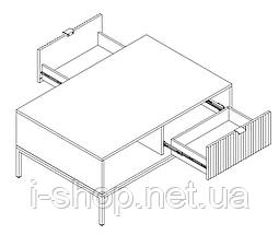Стіл журнальний Perfect Home Нова / Nova з 2 шухлядами та чорними ніжками L104 Білий (PFH-091248), фото 4