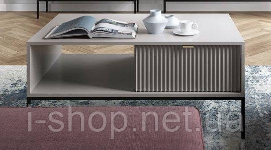 Стіл журнальний Perfect Home Нова / Nova з 2 шухлядами та чорними ніжками L104 Сірий (PFH-091250), фото 1