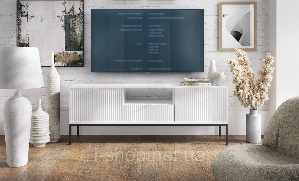 Тумба під телевізор Perfect Home Нова / Nova 2-дверна з 1 шухлядою і чорними ніжками RTV154 Білий (PFH-091225)