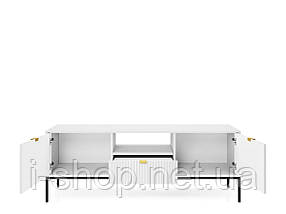 Тумба під телевізор Perfect Home Нова / Nova 2-дверна з 1 шухлядою і чорними ніжками RTV154 Білий (PFH-091225), фото 2