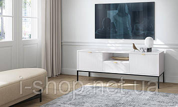 Тумба під телевізор Perfect Home Нова / Nova 2-дверна з 1 шухлядою і чорними ніжками RTV154 Білий (PFH-091225), фото 4
