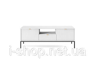 Тумба під телевізор Perfect Home Нова / Nova 2-дверна з 1 шухлядою і чорними ніжками RTV154 Білий (PFH-091225), фото 5