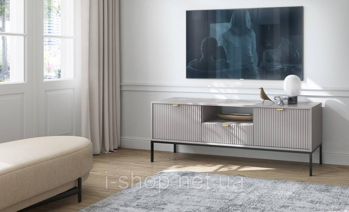 Тумба під телевізор Perfect Home Нова / Nova 2-дверна з 1 шухлядою і чорними ніжками RTV154 Сірий (PFH-091227)