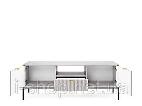 Тумба під телевізор Perfect Home Нова / Nova 2-дверна з 1 шухлядою і чорними ніжками RTV154 Сірий (PFH-091227), фото 2